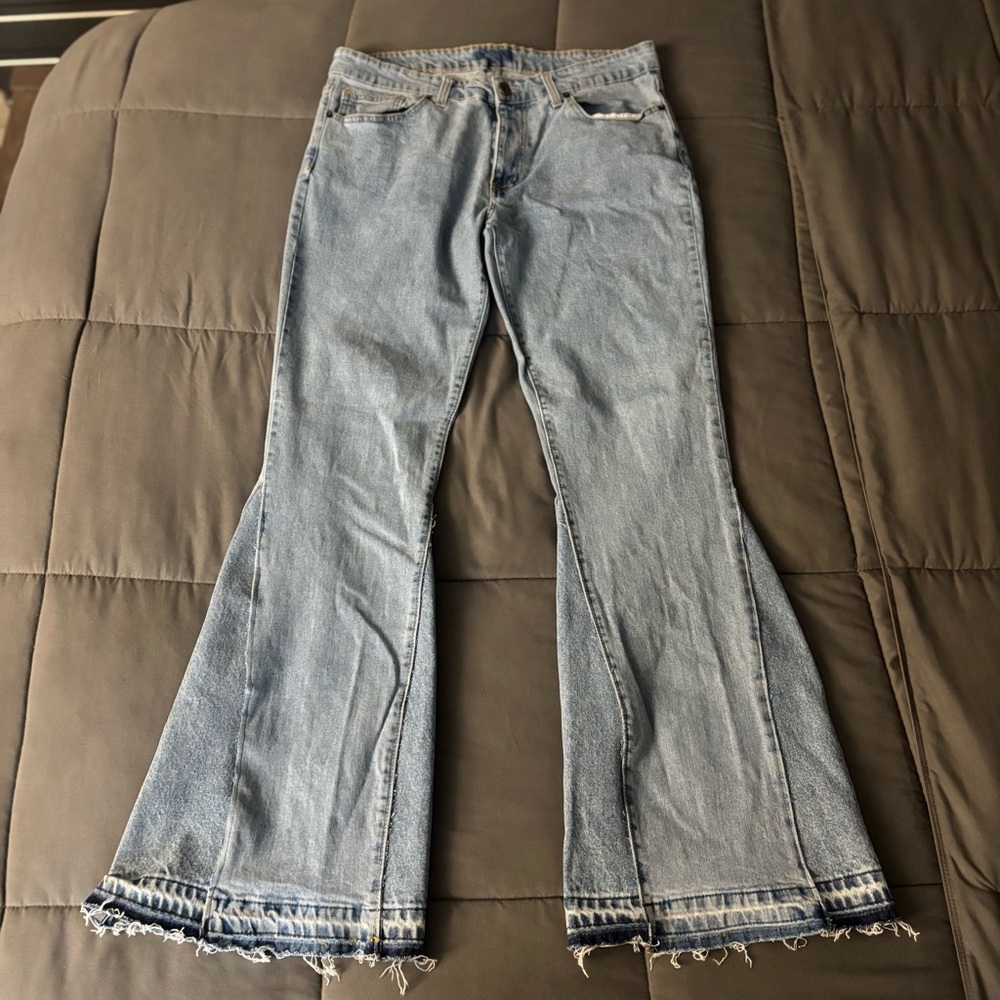 Blue Denim Flared Jeans